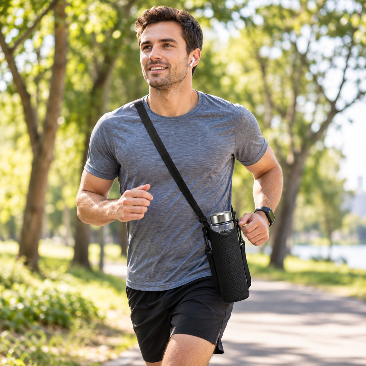 Runner wearing the HydroForge Carry Sling