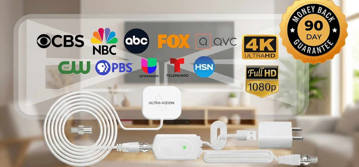 UltraVizion HDTV Antenna – Free HD Channels, Easy Indoor Setup