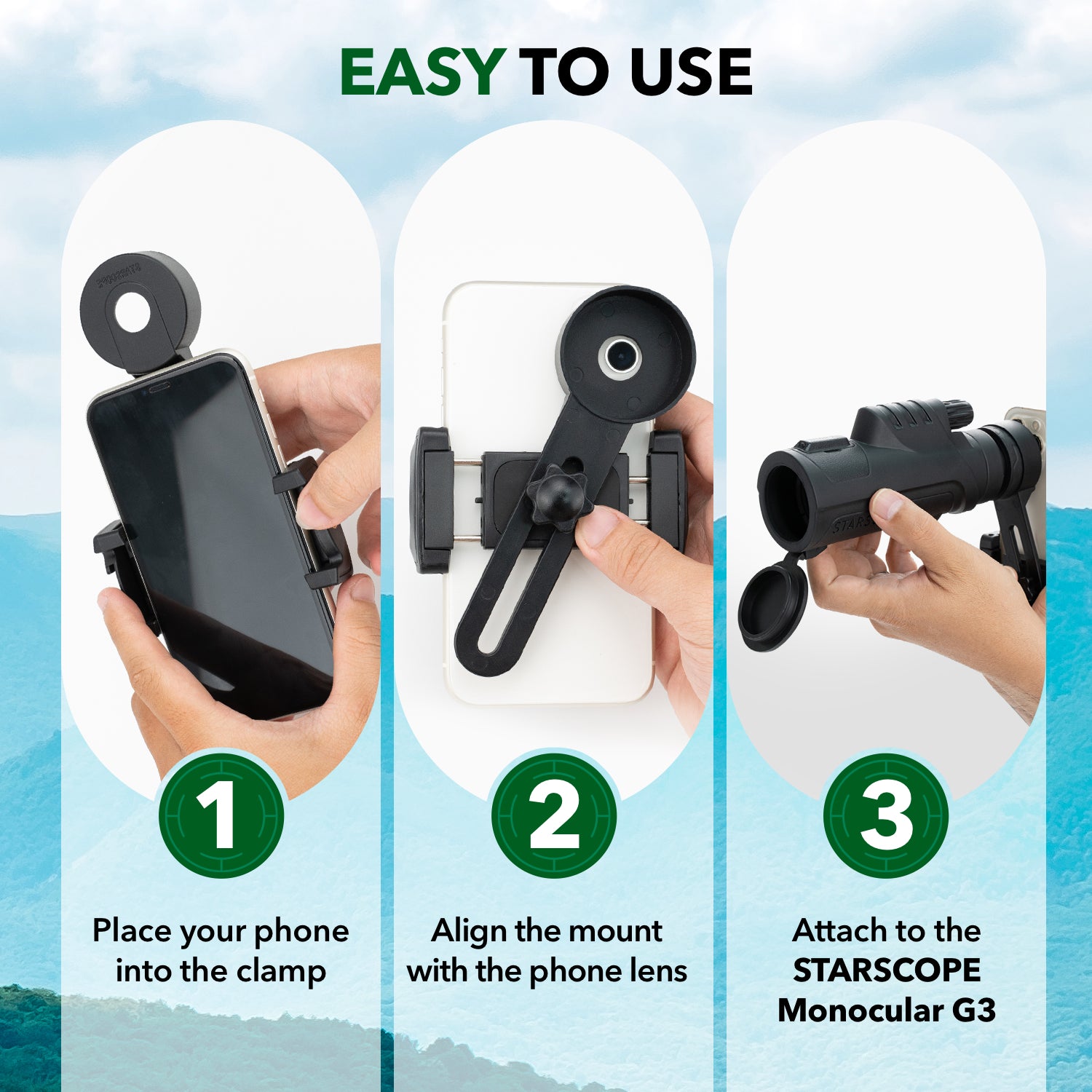Starscope Monocular Phone Mount — Perfect View. Secure & Steady.