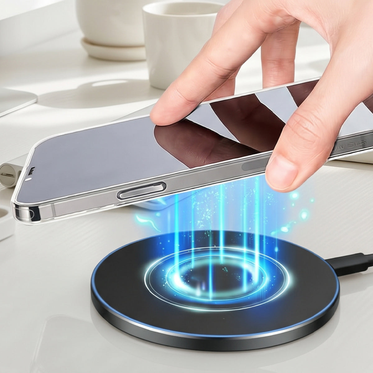 Placing a phone on the Wireless Charging Pad